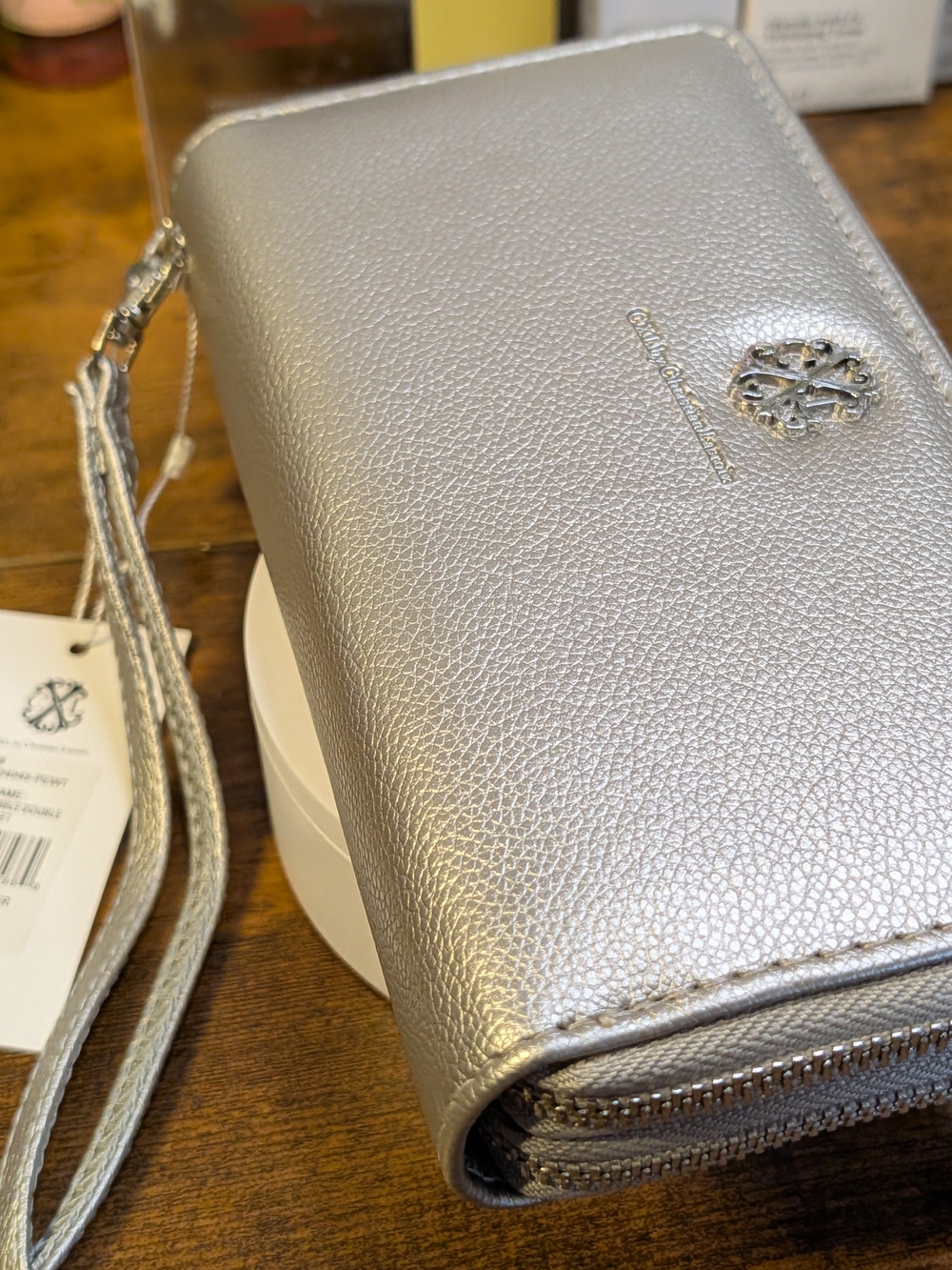 Metallic Silver Wristlet Clutch by Christopher Kon